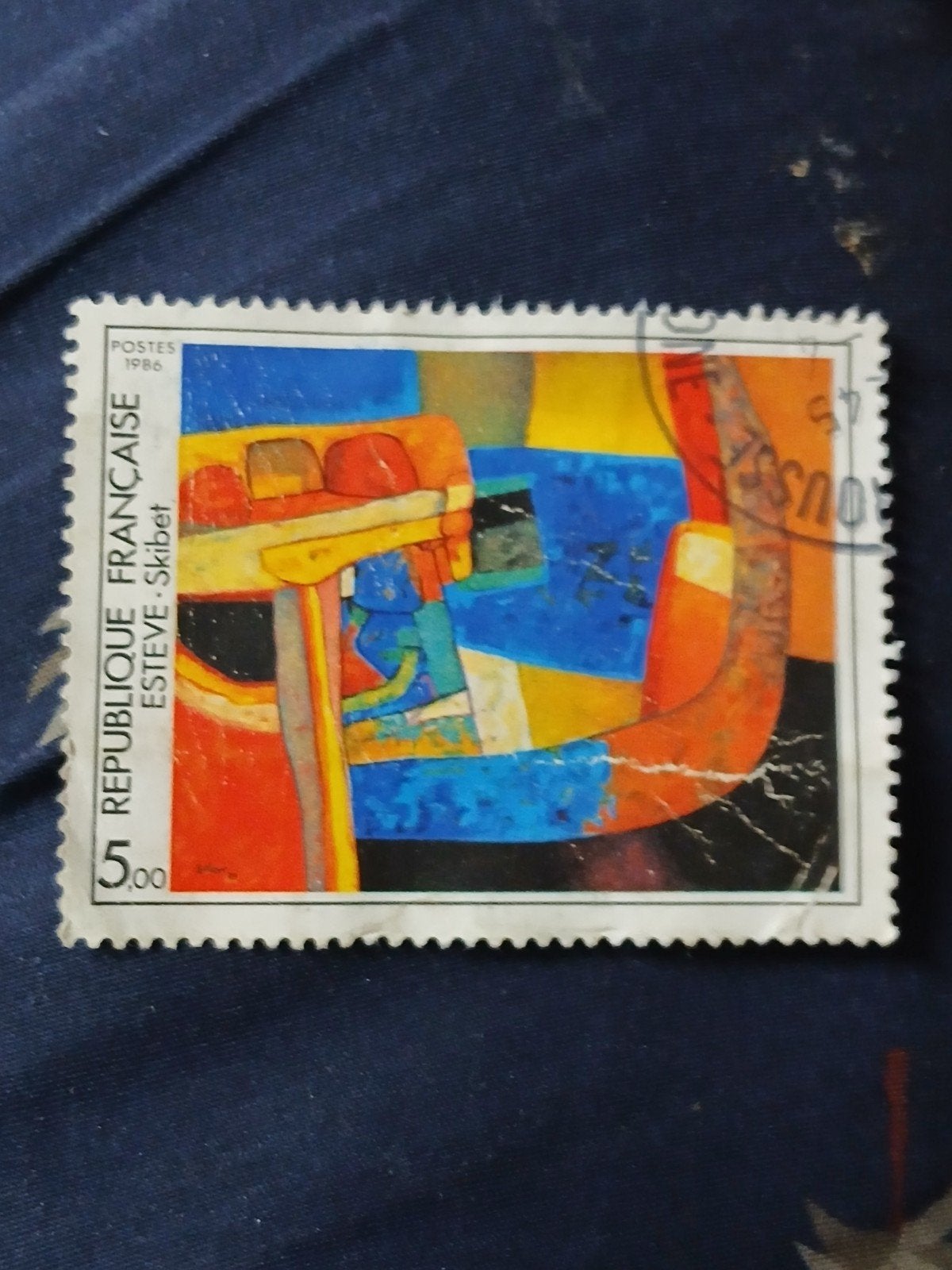 Franse postzegel 1986, Estève - Skibet, 5,00, Ophalen of Verzenden, Gestempeld