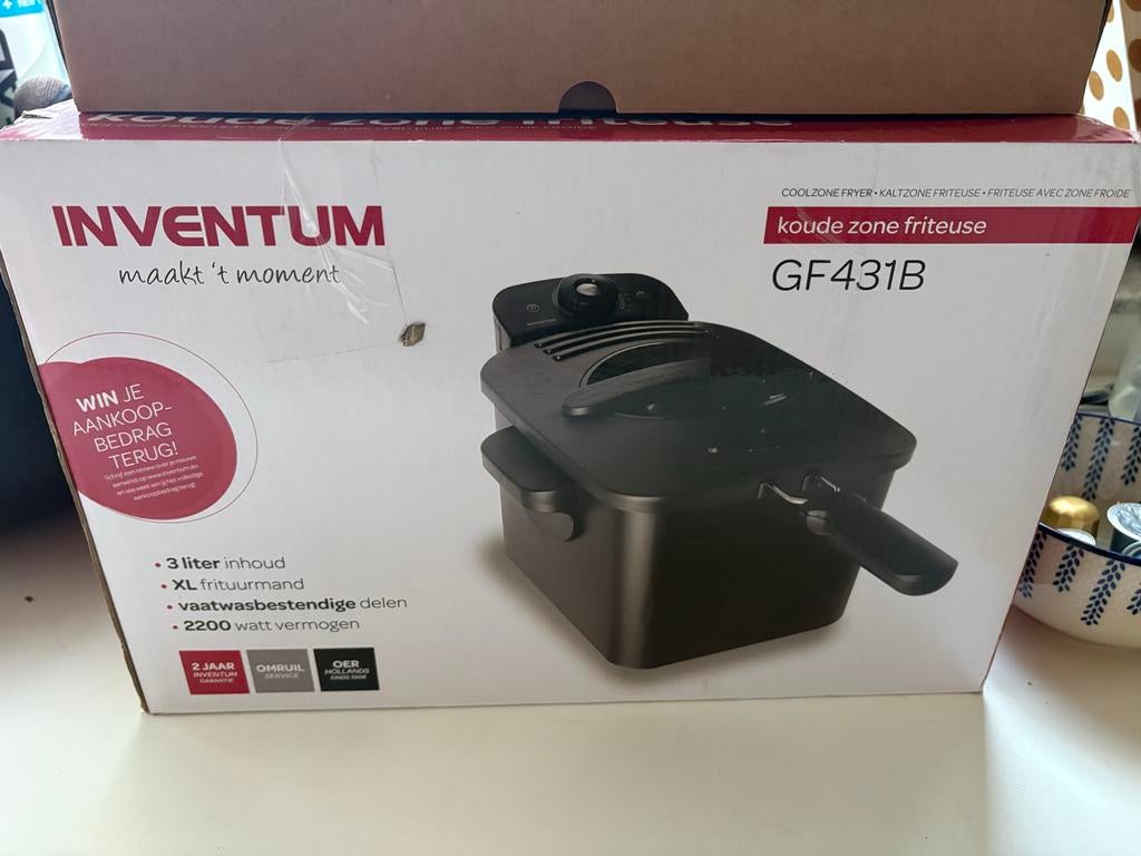 Inventum GF431b friteuse - Nieuw in doos, 2 tot 3 liter, Ophalen of Verzenden, Nieuw, Uitneembare binnenpan