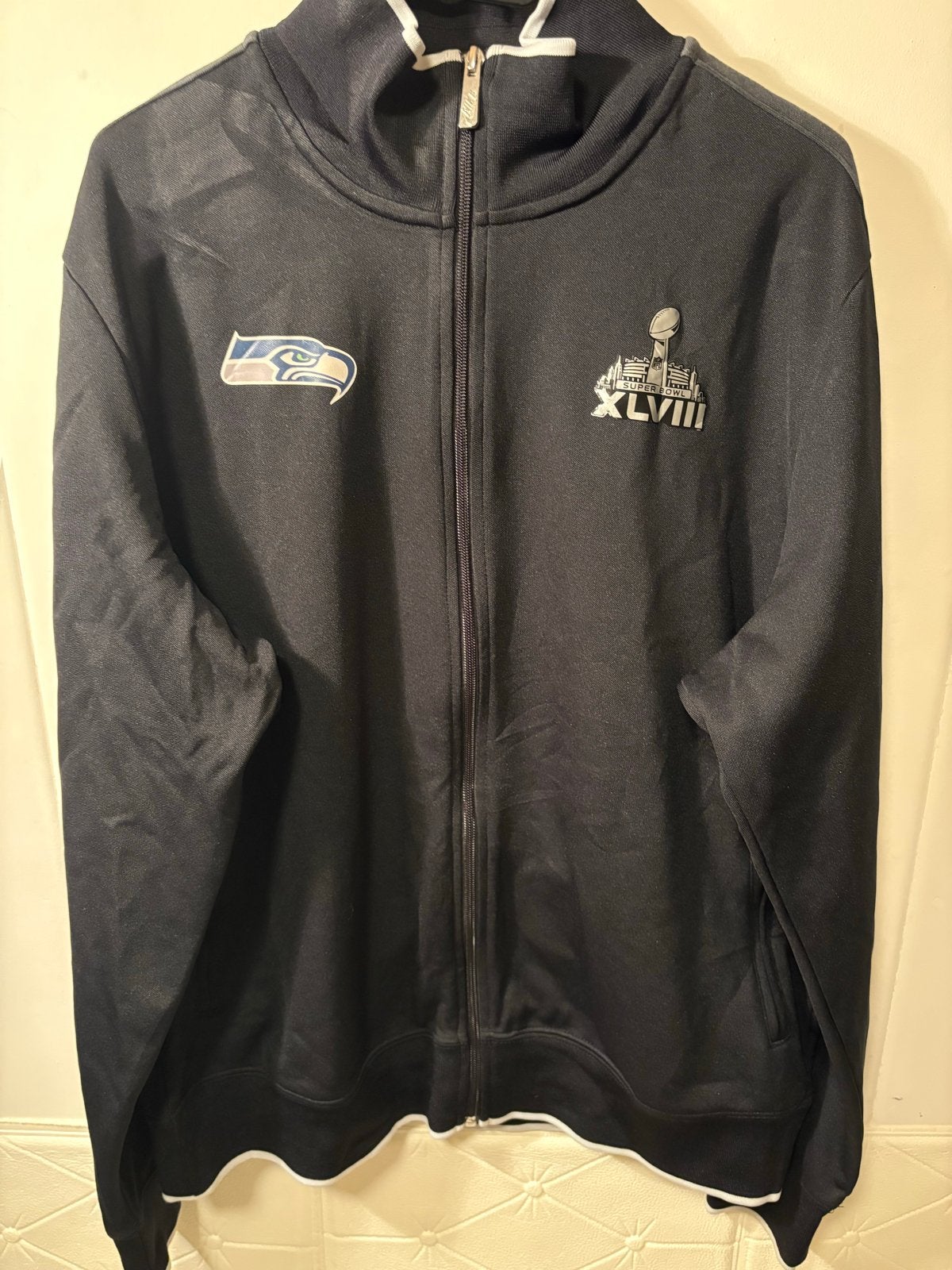 Nike NFL Seattle Seahawks Super Bowl XLVIII Trainingsjack, Ophalen of Verzenden, Zo goed als nieuw, Maat 56/58 (XL), Zwart
