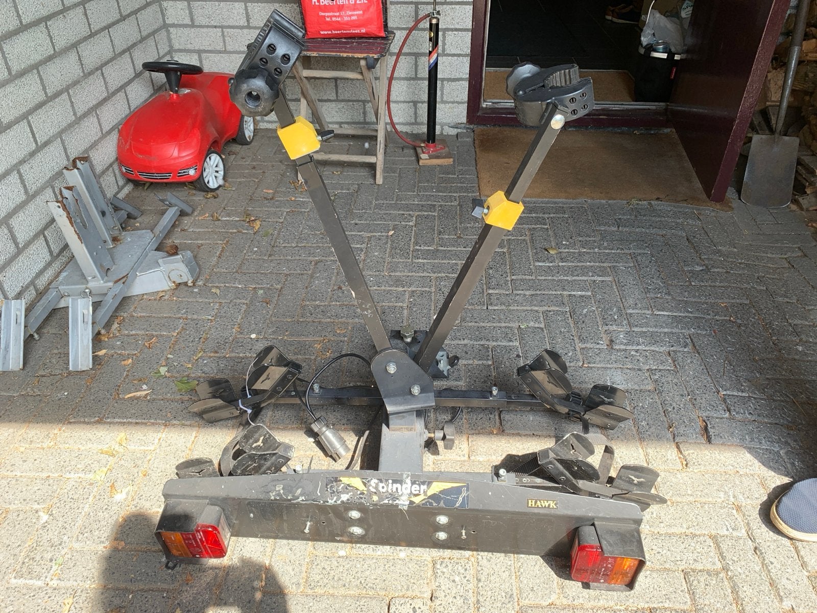 Spinder Hawk Trekhaak Fietsendrager voor 2 fietsen, Ophalen, 2 fietsen, Gebruikt, Trekhaakdrager