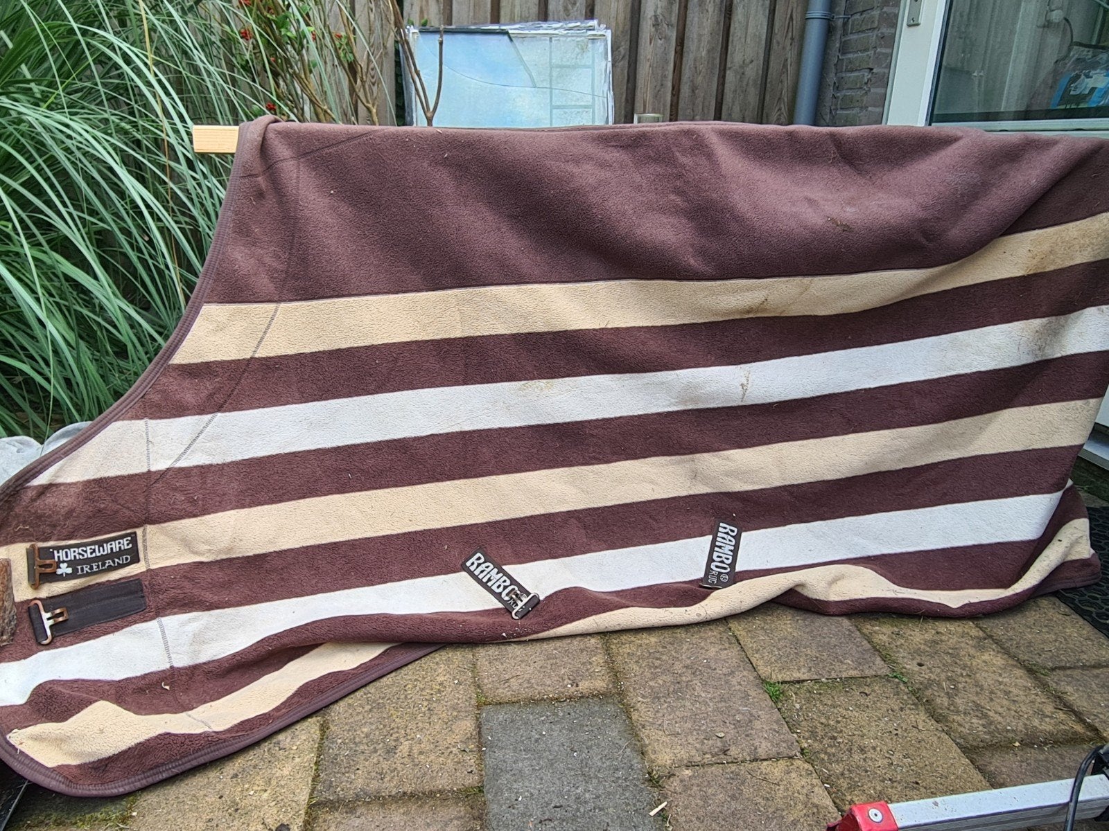 Horseware Rambo Newmarket zweetdeken maat 195 198 6'6', Full (L), Gebruikt, Zweetdeken, Rambo