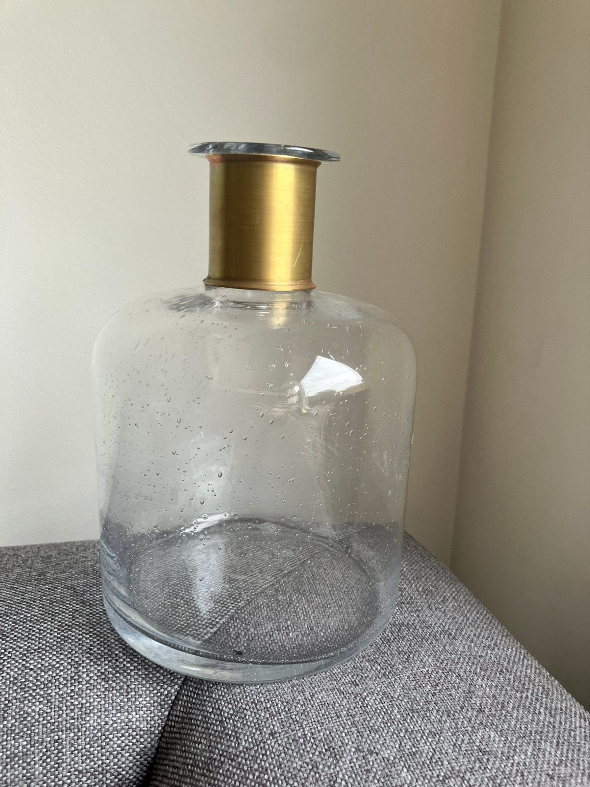 Nieuwe vaas Bubbelglas bubble glass glas met gouden accent, Ophalen of Verzenden, Nieuw, Glas