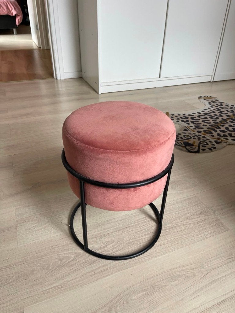 Roze poef, Huis en Inrichting, Banken | Voetenbanken en Poefen, Ophalen, Minder dan 50 cm, Rond, Minder dan 50 cm
