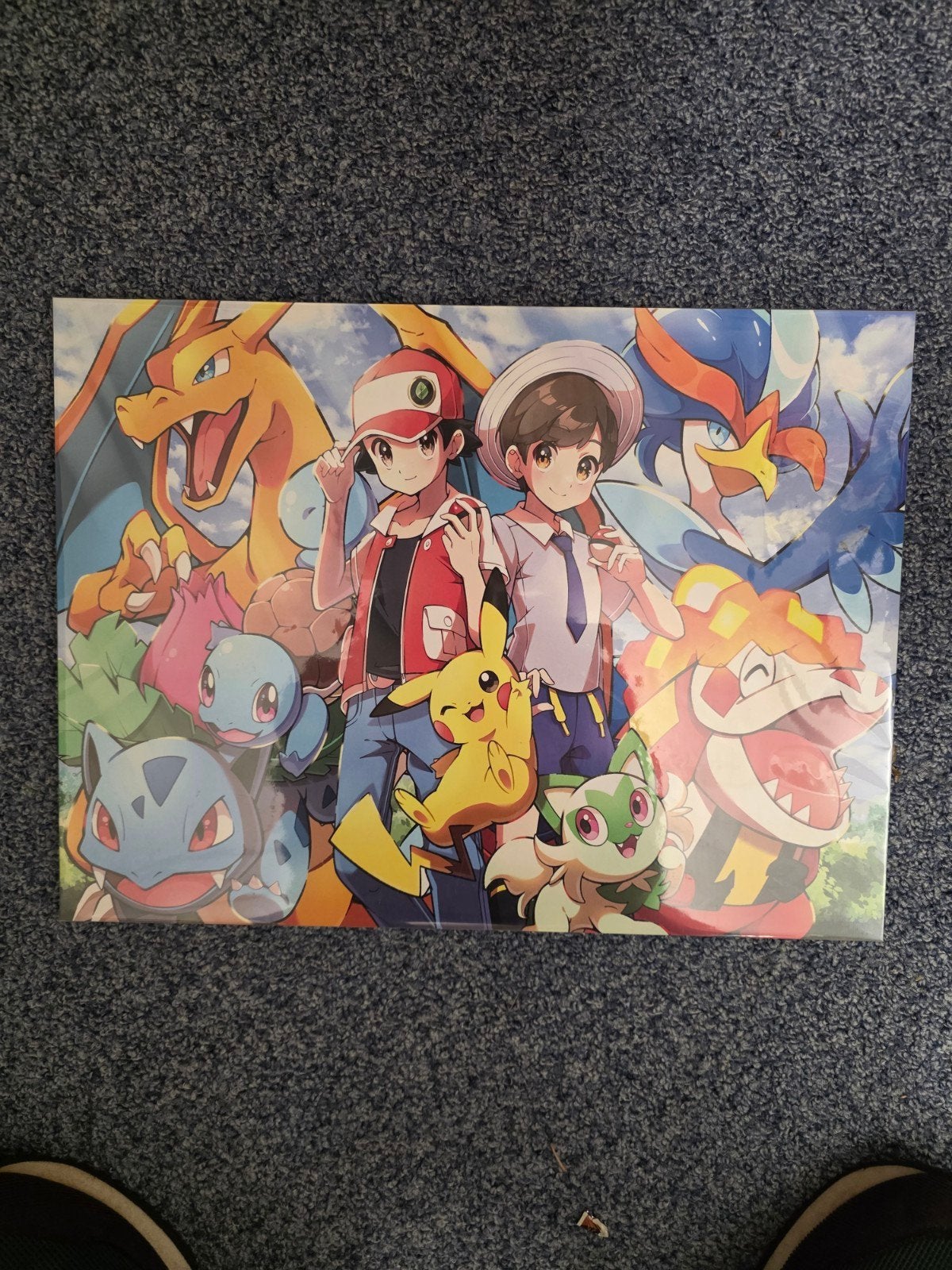 Pokemon poster bord, Ophalen of Verzenden, Zo goed als nieuw, Losse kaart, Foil
