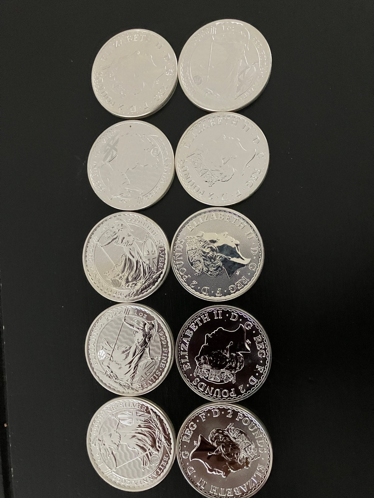 Zilveren Brittania 10x 1 oz 9.999, Zilver, Overige landen, Losse munt, Overige waardes