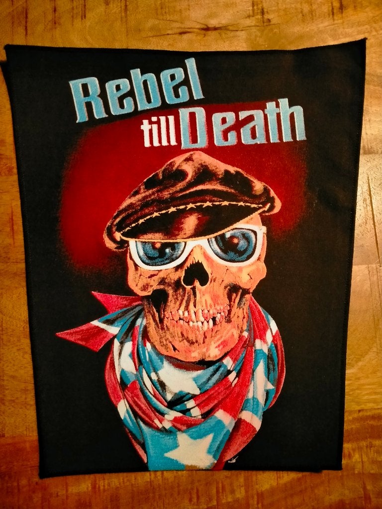Rebel till Death vintage motor biker kleding backpatch patch, Ophalen of Verzenden, Gebruikt