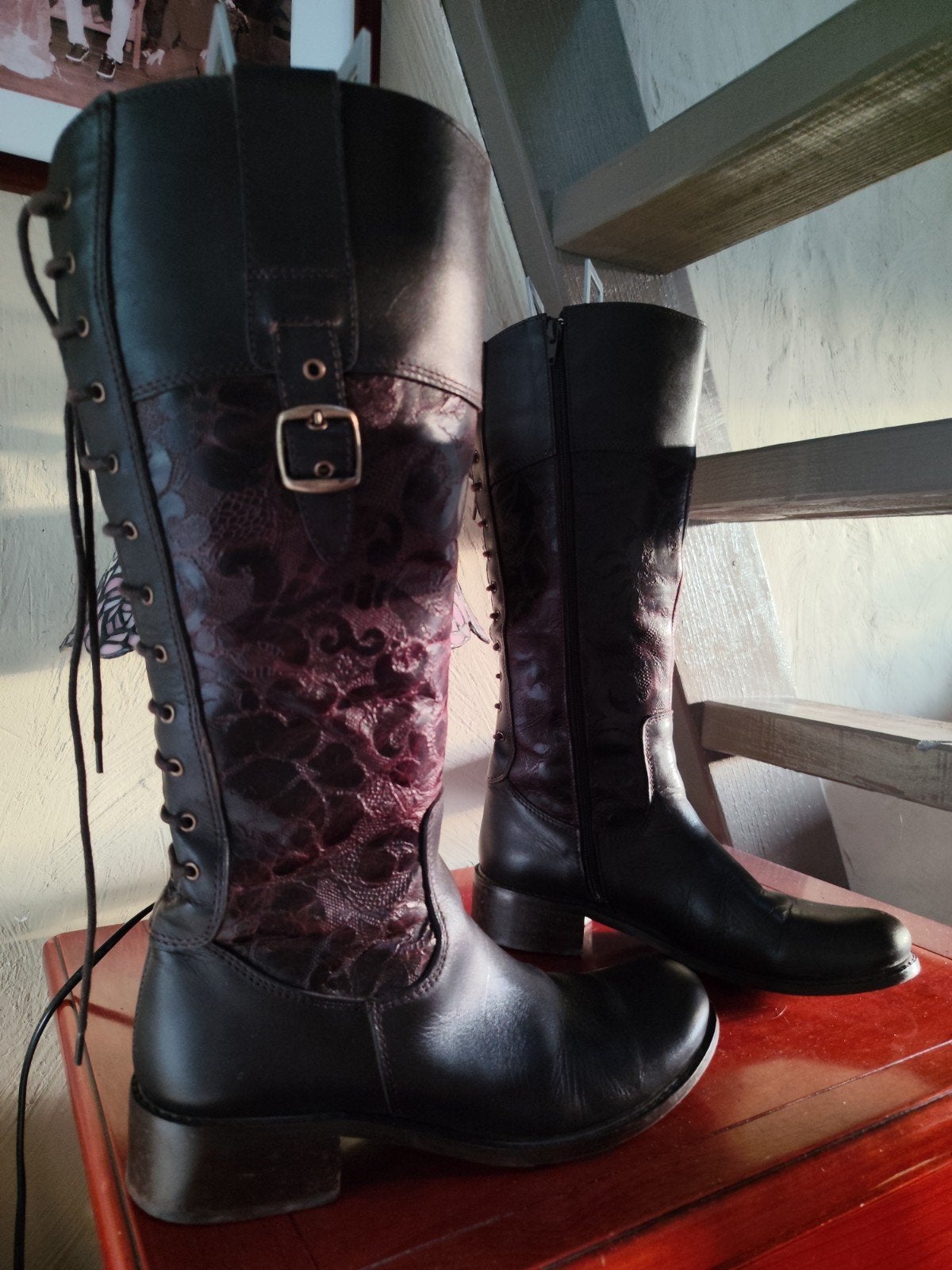 monteira bruine leren laarzen 38, Kleding | Dames, Ophalen of Verzenden, Zo goed als nieuw, Bruin, Hoge laarzen