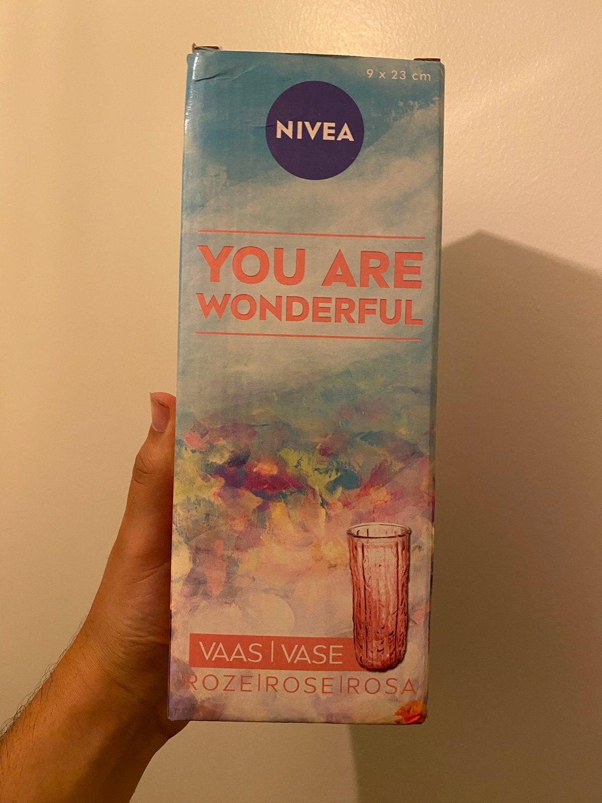 Nivea Roze Glazen Vaas - Nieuw in Doos, Met patroon/structuur, Nieuw, Ophalen of Verzenden, Glas