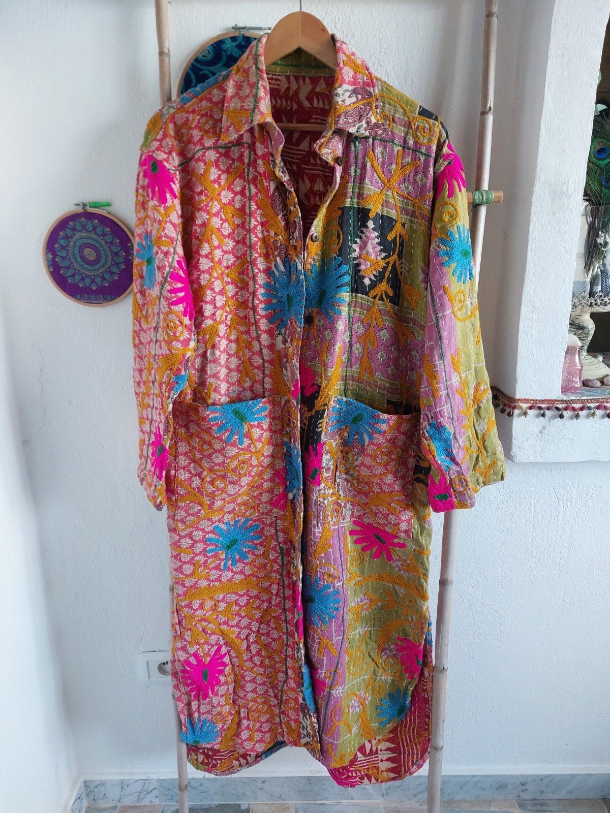 Vintage Kantha & Suzani jas - Handgemaakt & Uniek, Kleding | Dames, Maat 38/40 (M), Nieuw, Handgemaakt, Meerkleurig