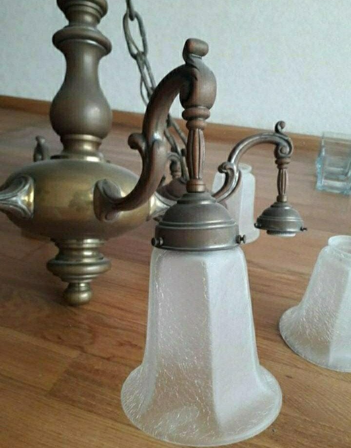 koperen antieke kroonluchter 6 armig plafond hanglamp koper, Huis en Inrichting, Ophalen, Zo goed als nieuw, Vintage, antiek, klassiek