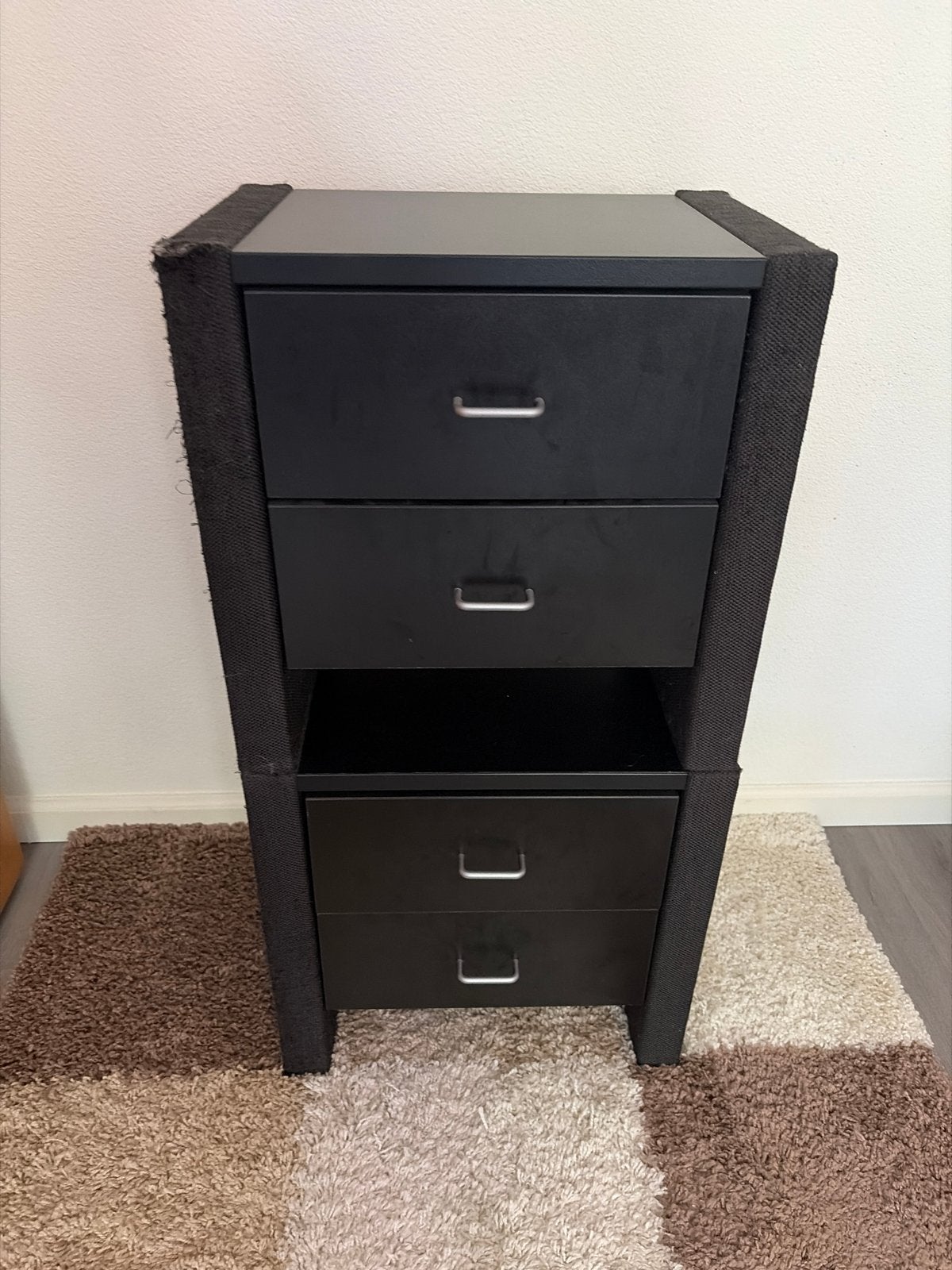2 Nachtkastjes met lades - Zwart, Huis en Inrichting, Ophalen, Gebruikt, Minder dan 45 cm, 55 tot 70 cm