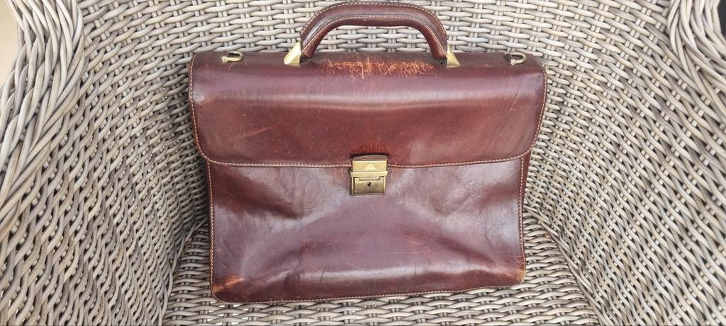 Tony Perotti leren tas schooltas of doctor tas, Ophalen of Verzenden, Bruin