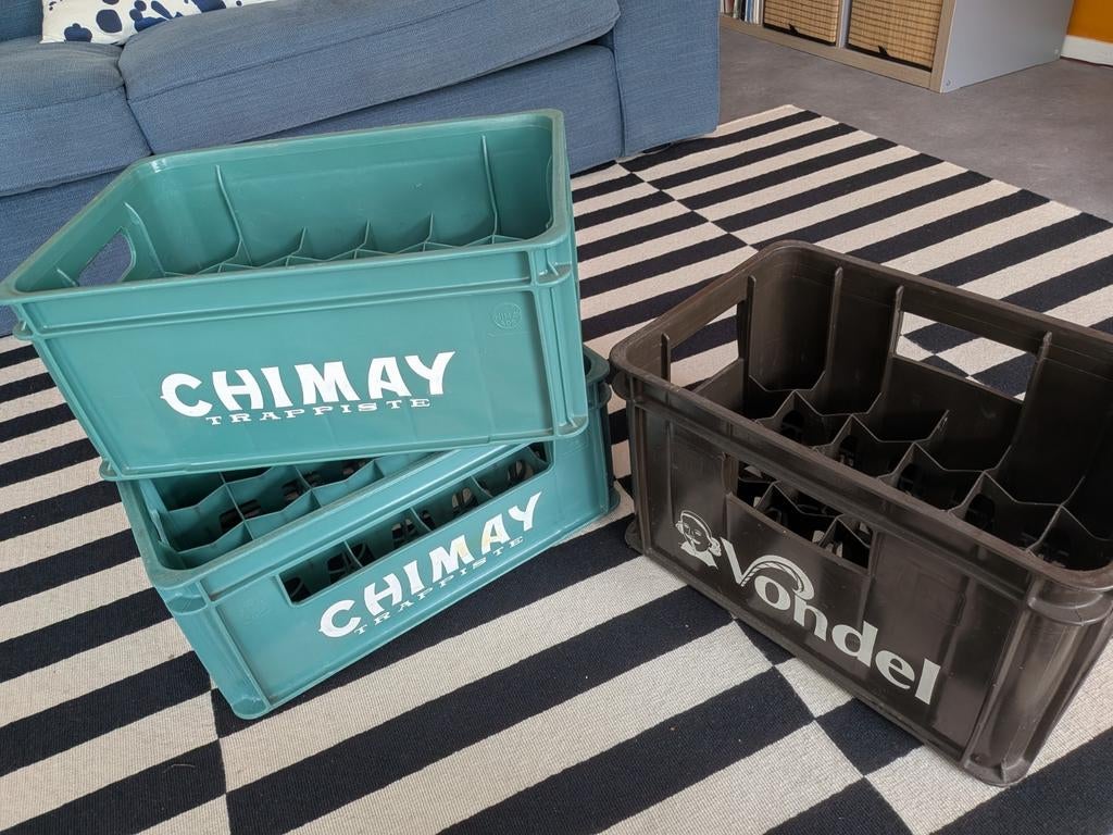 Vintage bierkratten Chimay en Vondel, Ophalen, Gebruikt, Minder dan 50 cm, Minder dan 50 cm