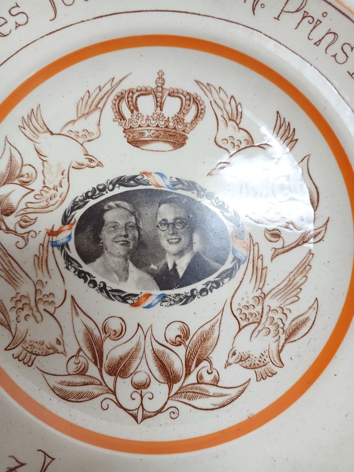 Wandbord van prinses Juliana en prins Bernard 1937, Ophalen of Verzenden, Servies