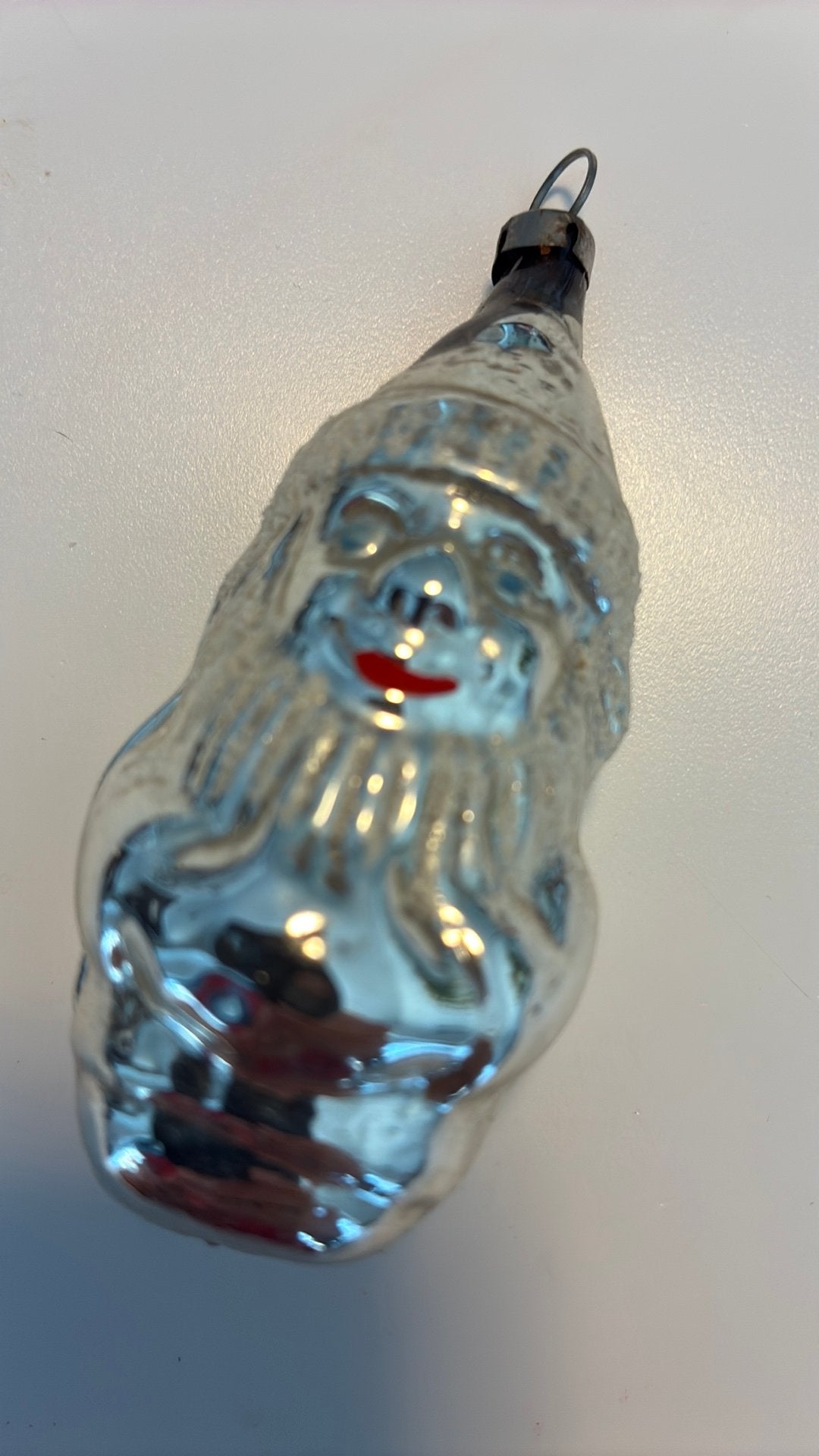 Vintage antieke kerstbal, kabouter zilver, Ophalen of Verzenden, Zo goed als nieuw