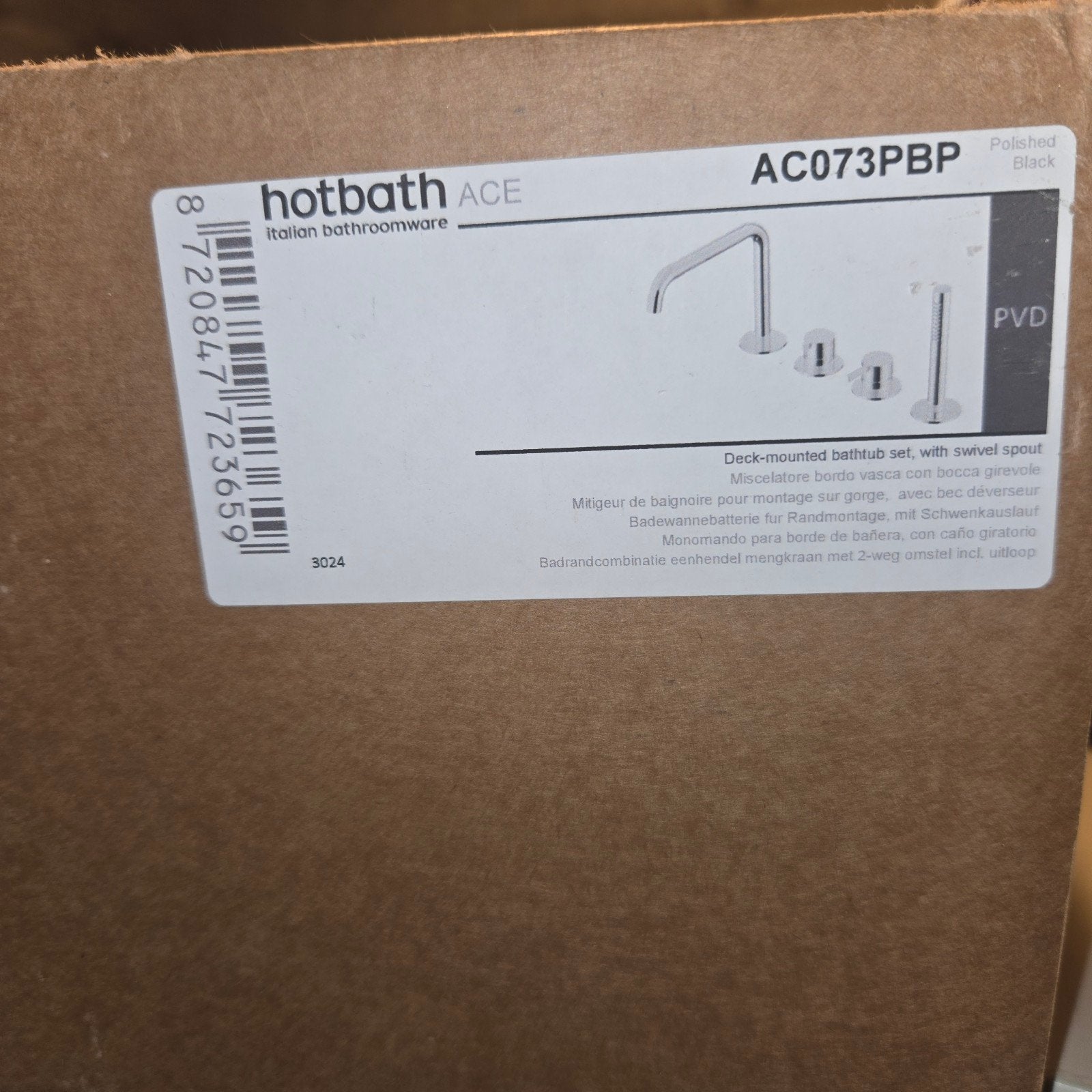 Hotbath AC073PBP Badkraan Polished Zwart - Nieuw in Doos, Ophalen of Verzenden