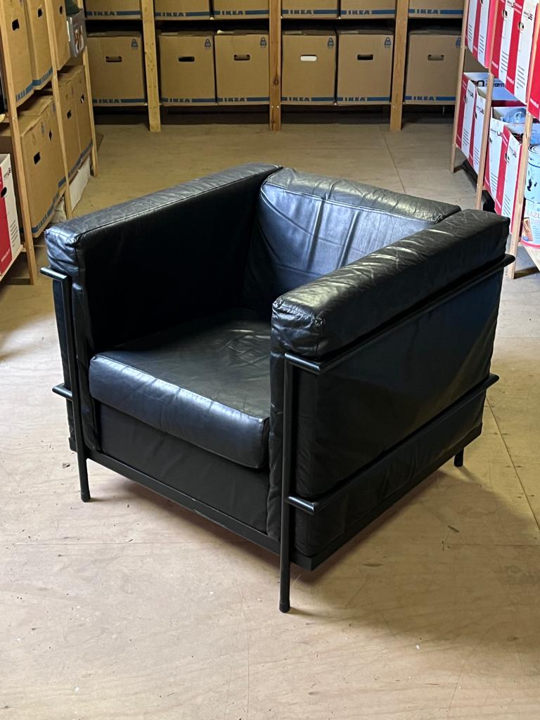 Twee vintage Harvink ''kubus" fauteuils., Huis en Inrichting, Stoelen, Ophalen, Gebruikt, Twee, Corbusier look-a-like.
