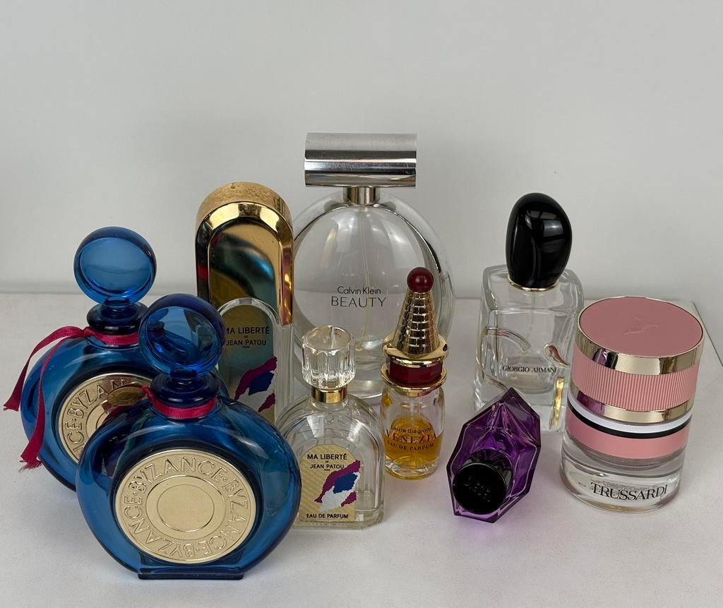 (Vintage) collectie glazen parfum flesjes lot diversen, ., Ophalen of Verzenden, Zo goed als nieuw, .