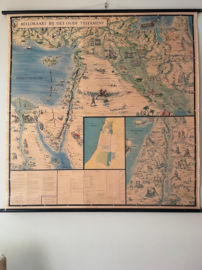 Wandkaart Oude Testament, Boeken, Landkaart, 1800 tot 2000, Nederland, Ophalen