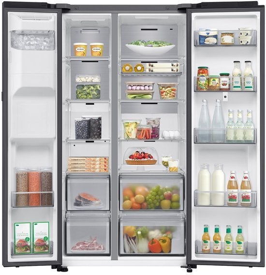 Samsung Amerikaanse koelkast RS90F66BEFEF Family Hub - Zwart, 200 liter of meer, 60 cm of meer, Met aparte vriezer, Nieuw