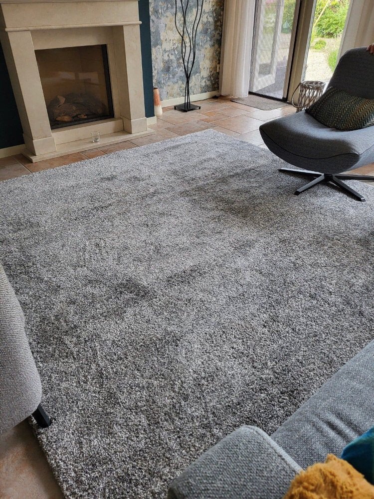 Te koop vloerkleed grijs, Ophalen of Verzenden, Zo goed als nieuw, 200 cm of meer, Grijs