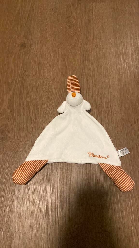 Bambino knuffel doekje konijn bruin met wit gestreept, Ophalen of Verzenden, Gebruikt, Konijn