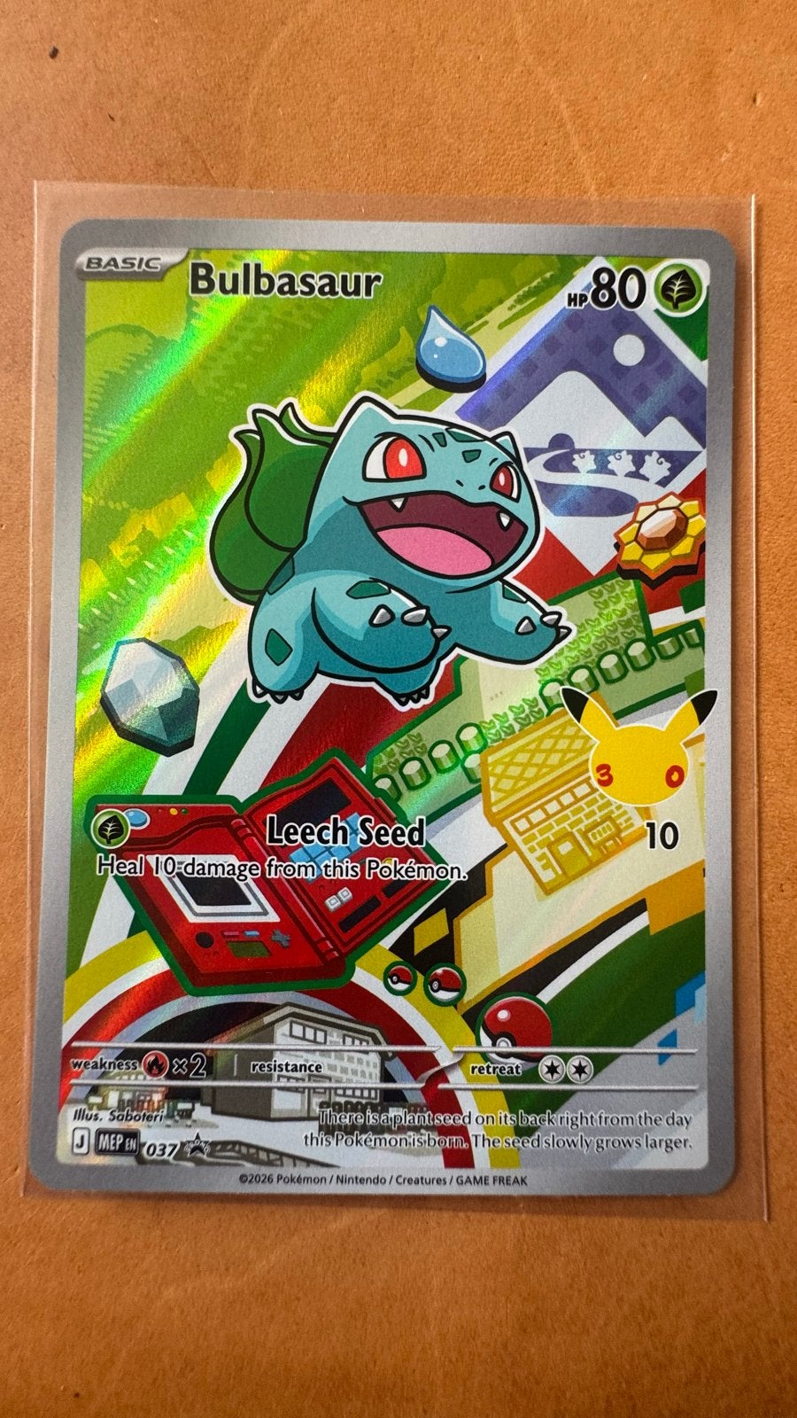 Bulbasaur First Illustration, Hobby en Vrije tijd, Verzamelkaartspellen | Pokémon, Ophalen of Verzenden, Zo goed als nieuw, Losse kaart
