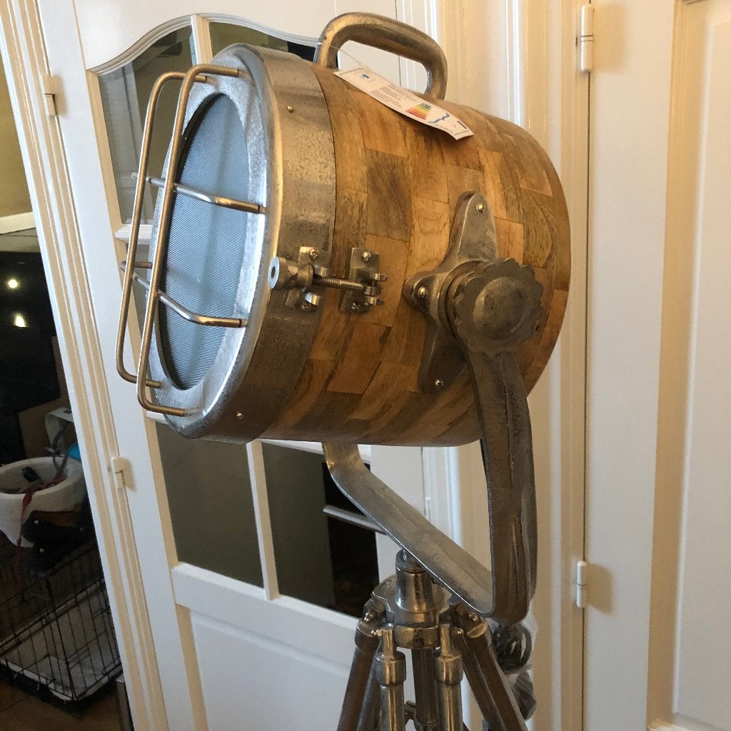 VLOERLAMP STAANDE LAMP Studio DESIGNLAMP Flamant NIKKEL/HOUT, Huis en Inrichting, Ophalen, Wilms, Nieuw, E27 (groot)