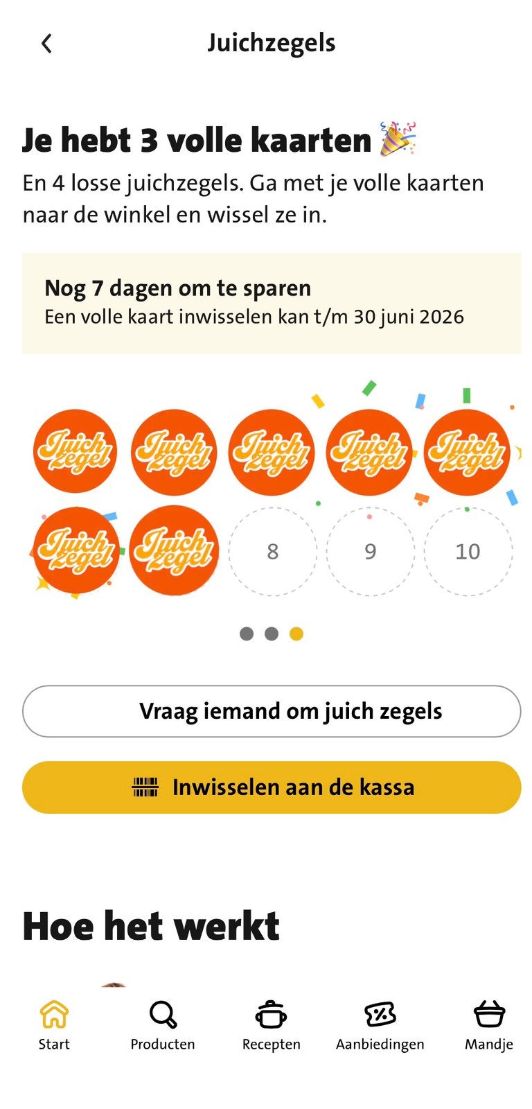 Jumbo juich zegels digitaal 3 volle kaarten + 4 losse zegels, Jumbo, Ophalen