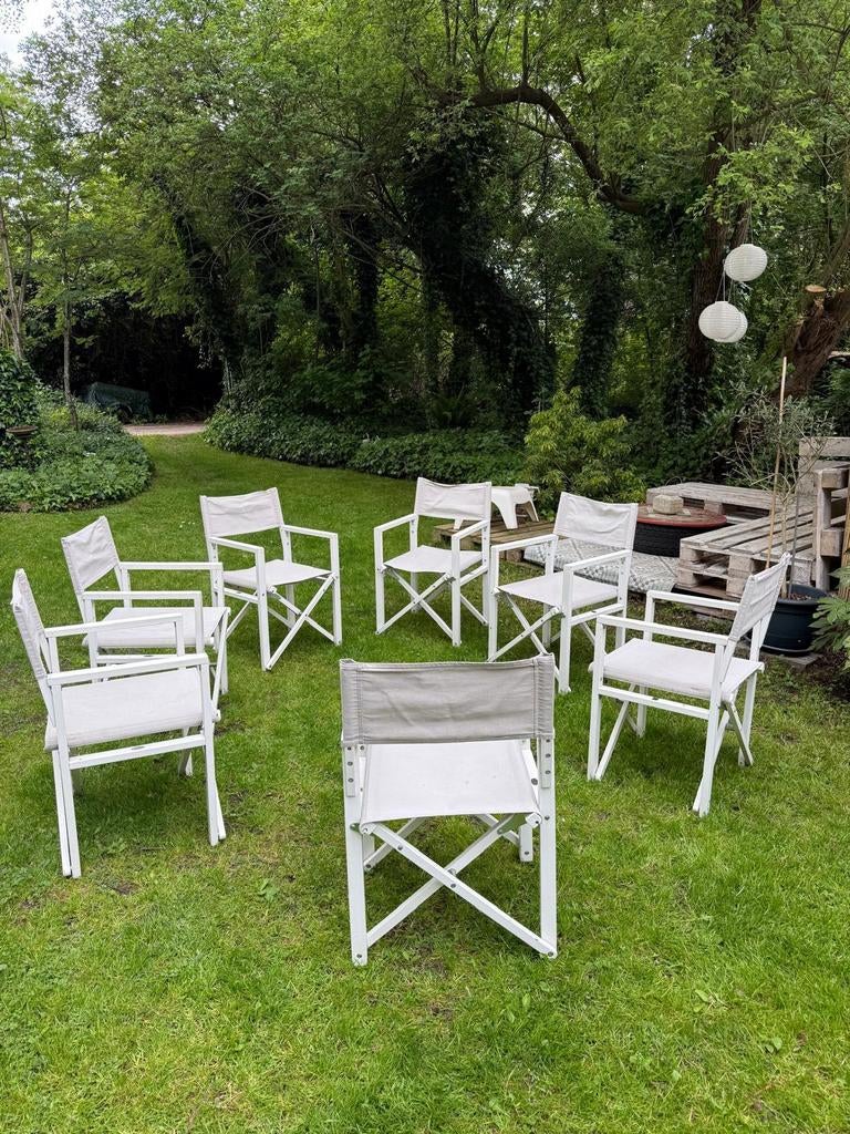 7 Inklapbare Tuinstoelen - Ibiza Vibes / Bohemian, Ophalen of Verzenden, Gebruikt, Hout, Inklapbaar