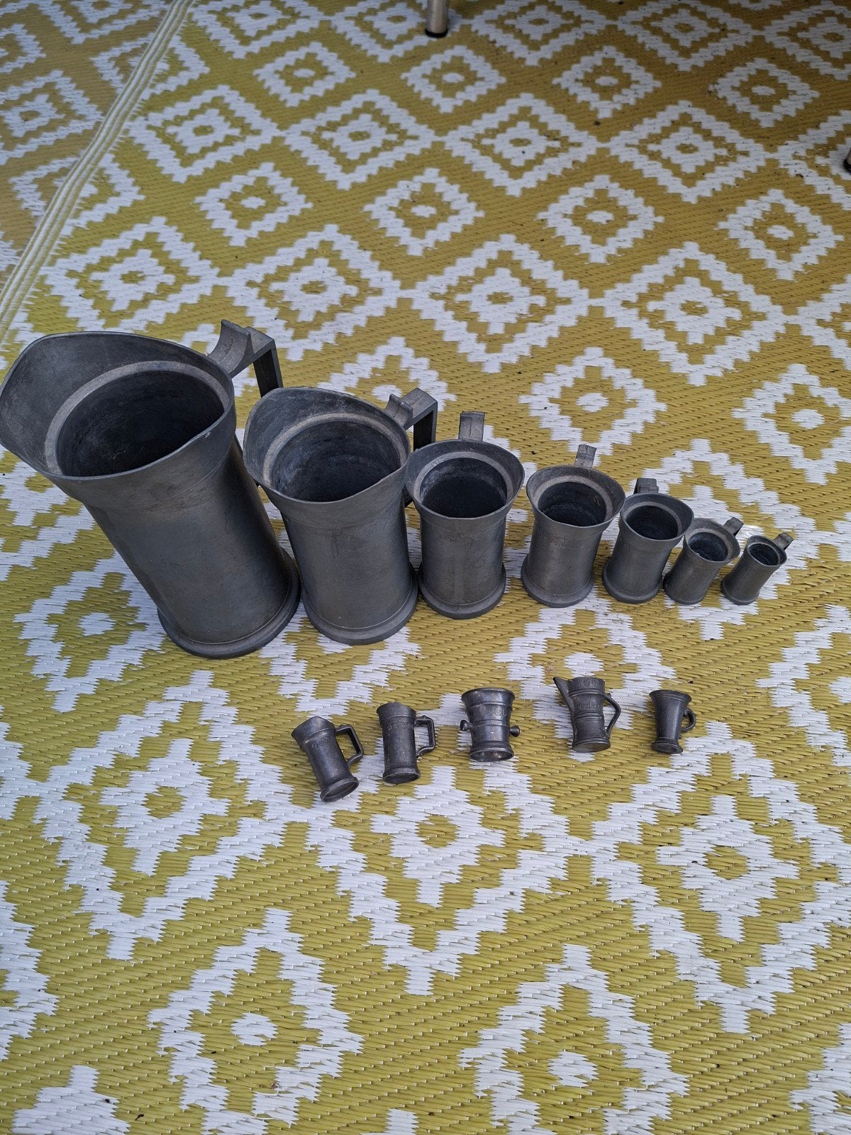 Antieke tinnen kannen en miniatuur bekers set, Antiek en Kunst, Ophalen of Verzenden