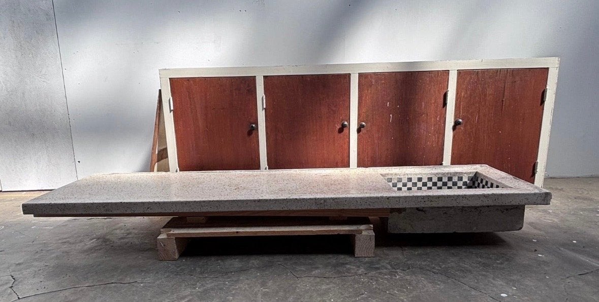 Terrazzo blad met onderkasten - Keukenblok - Gedemonteerd, Huis en Inrichting, Keuken | Complete keukens, Ophalen, Gebruikt, Overige kleuren