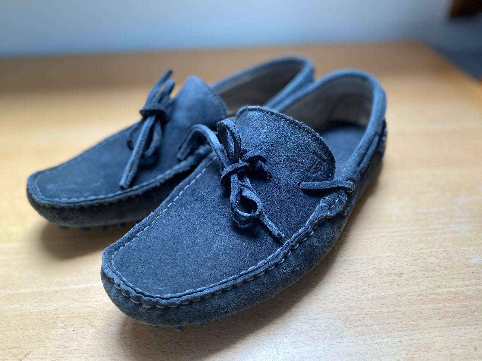 Tod's Carshoe Moccasins Donkerblauw Suède Maat 42,5, Blauw, Ophalen of Verzenden, Espadrilles of Moccasins, Gedragen