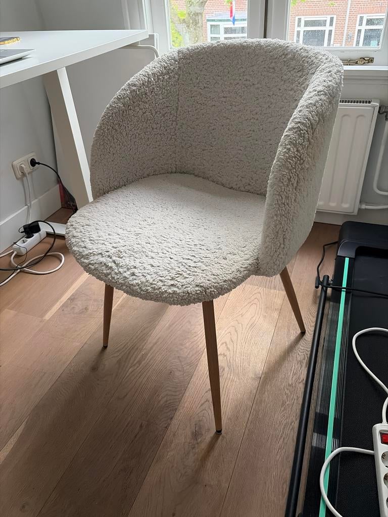 Teddy stoffen stoel - kantoor of eetkamer, Huis en Inrichting, Stoelen, Ophalen, Gebruikt, Wit, Eén