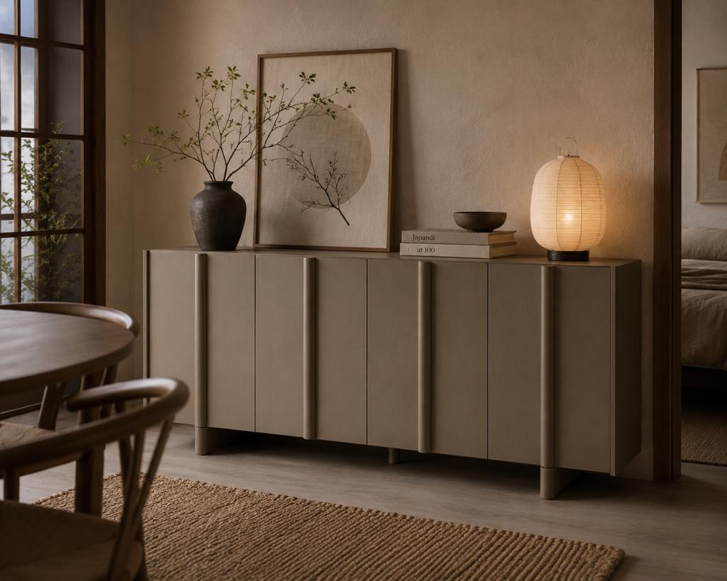 Basu dressoir 200cm Mud kleur van Woood, Huis en Inrichting, Kasten | Dressoirs, Ophalen, Japandi, Industrieweg 25, Rj