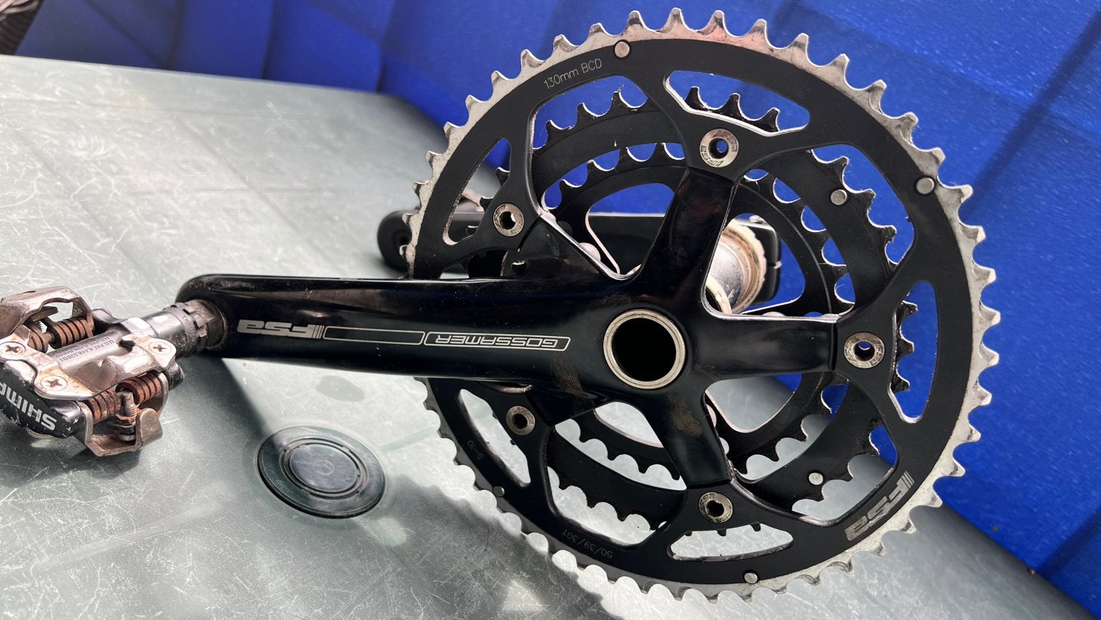 FSA Gossamer Triple Crankset 50/39/30T met Shimano Pedalen, Ophalen of Verzenden, Gebruikt, Racefiets, Crankstel of Pedalen