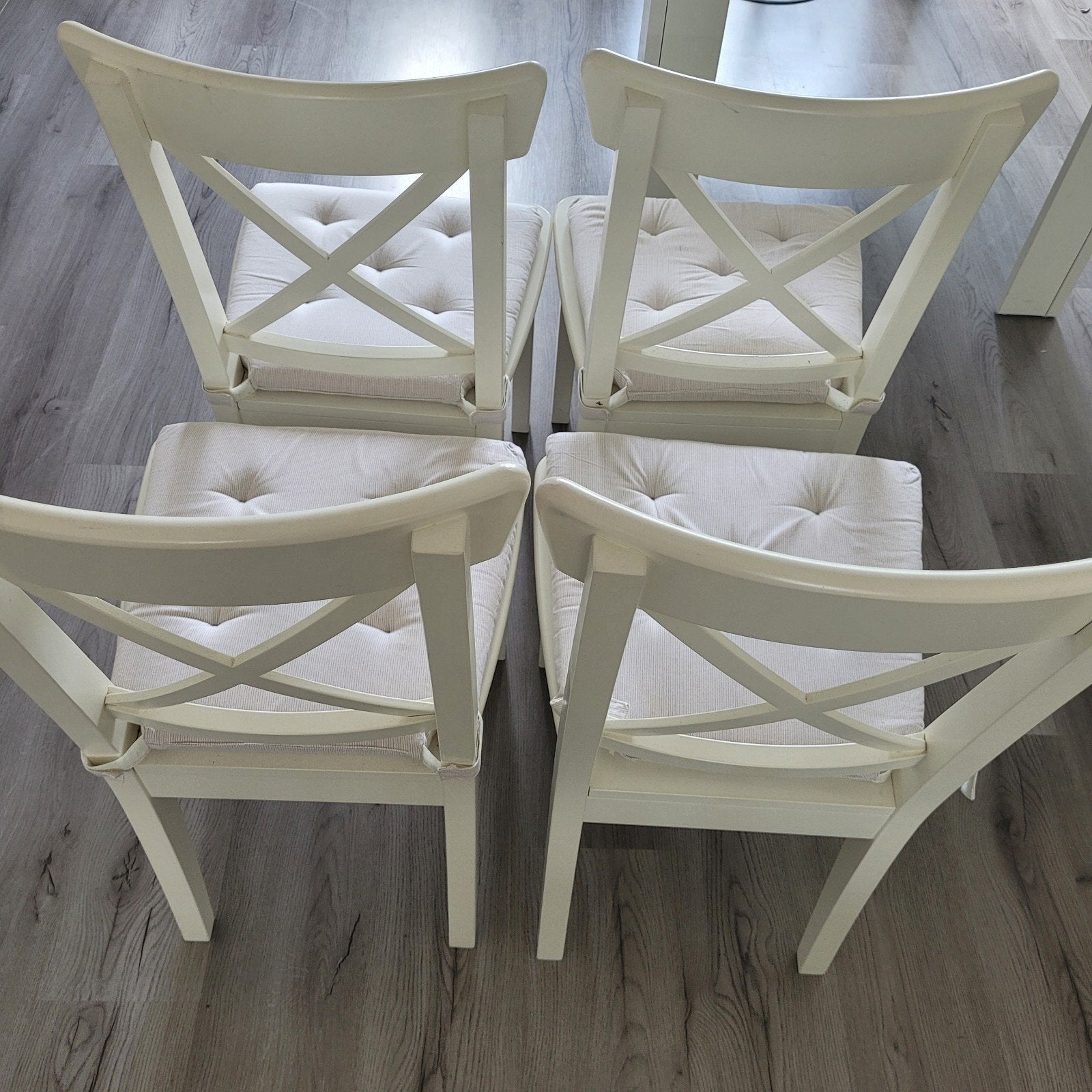 witte houten eetkamerstoelen – goede staat, Ophalen, Zo goed als nieuw, Wit, Vier