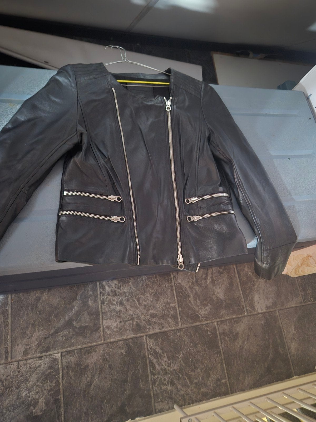 Claudia Sträter Leren biker Jas Maat 42 Zwart, Kleding | Dames, Zwart, Maat 42/44 (L), Ophalen of Verzenden, Zo goed als nieuw