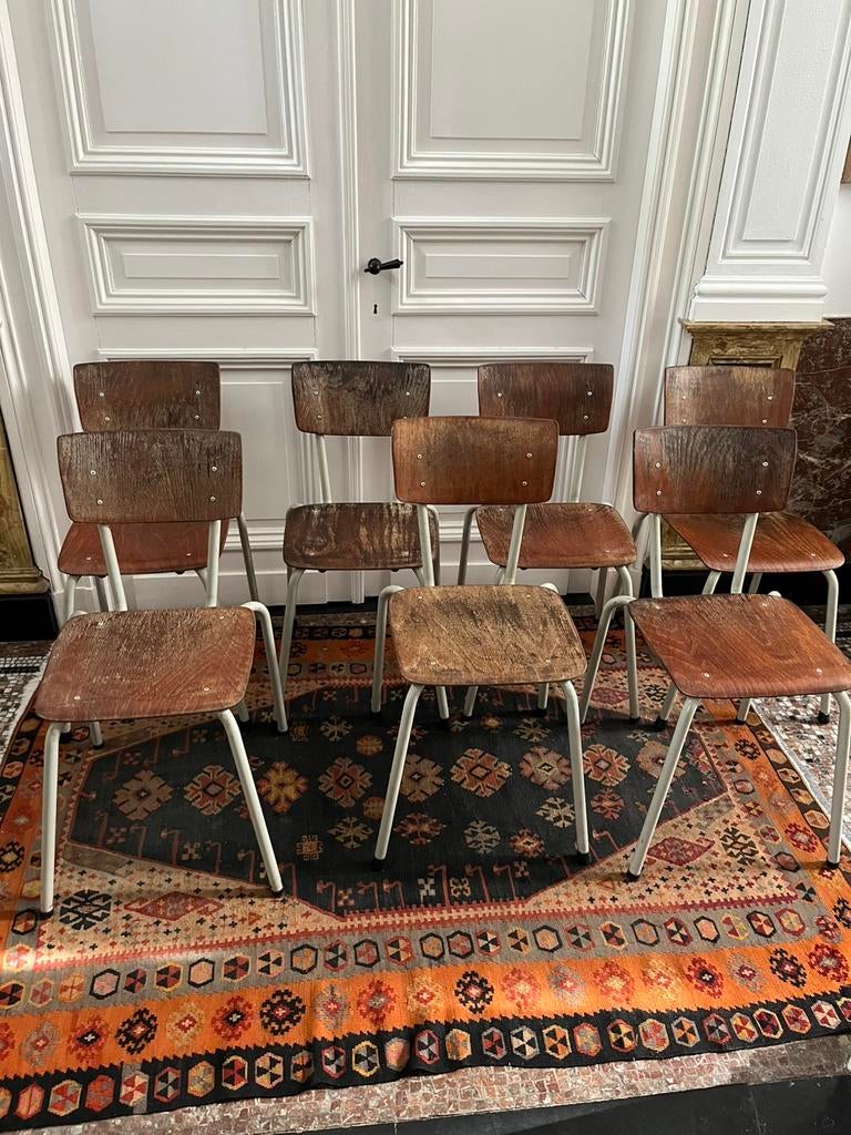 VINTAGE STOELEN TUBAX SCHOOLSTOELEN PAGHOLZ 7 STUKS, Ophalen
