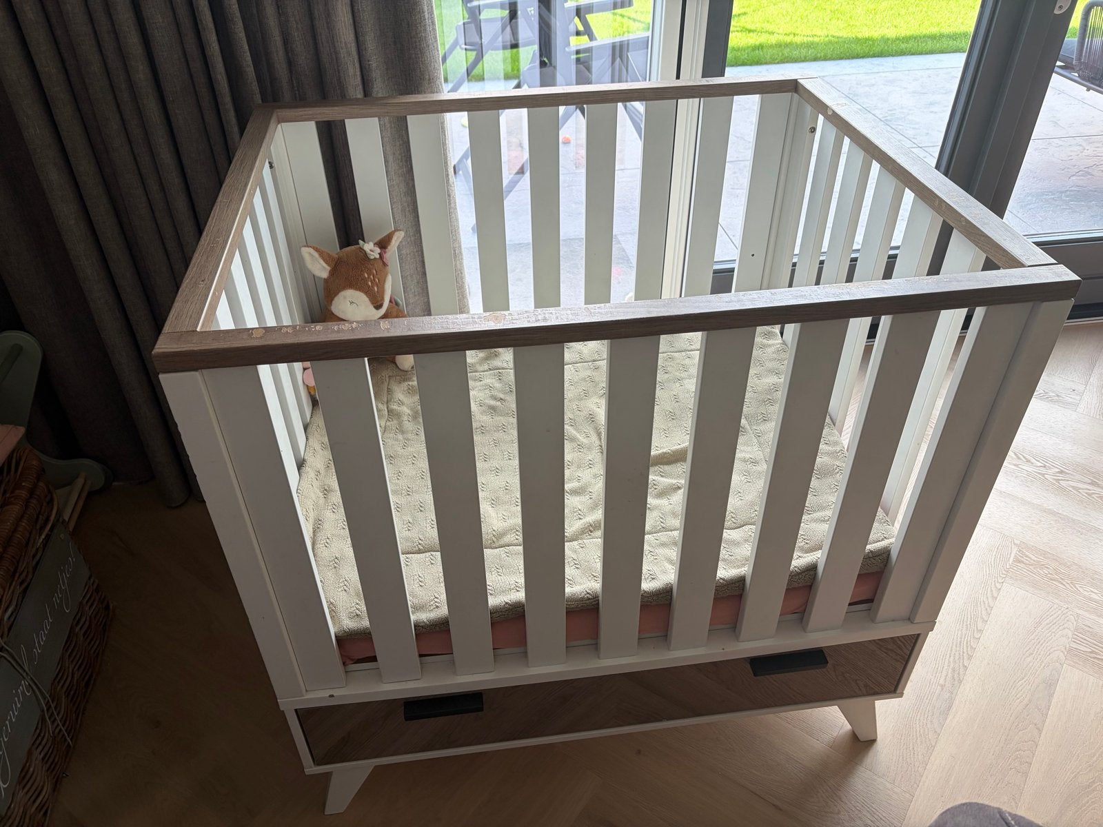 Interbaby Box Wit/Houtlook met Lade en Matras, Kinderen en Baby's, Ophalen, Gebruikt, Minder dan 140 cm, Matras