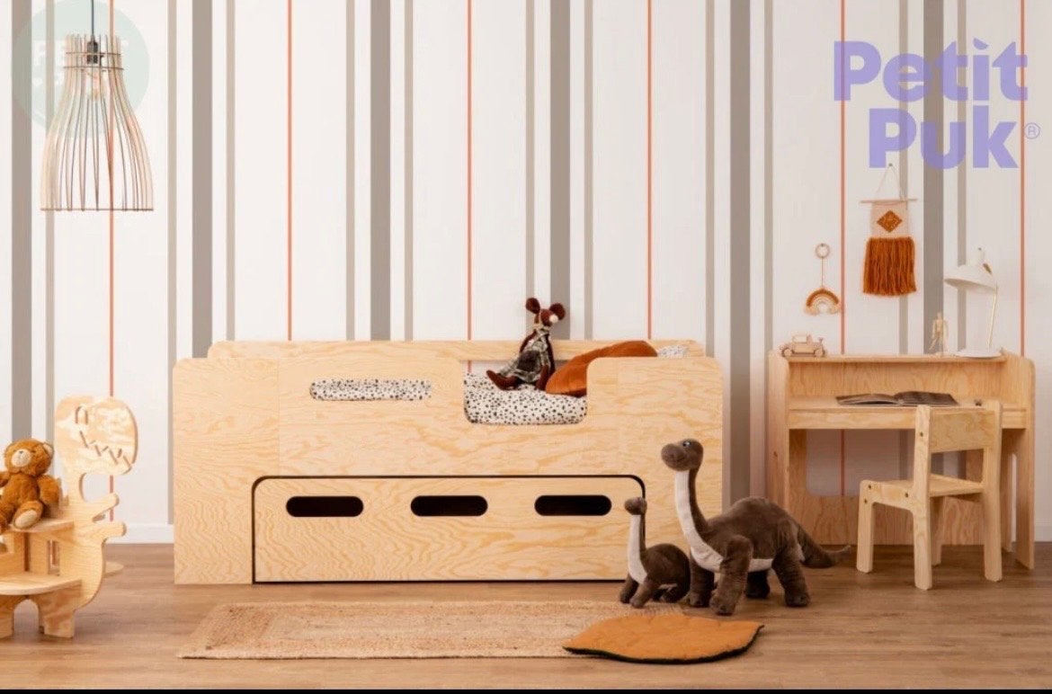 Petit Puk Kinderbed Basil - met logeerlade, Ophalen, 85 tot 100 cm, Nieuw, Lattenbodem