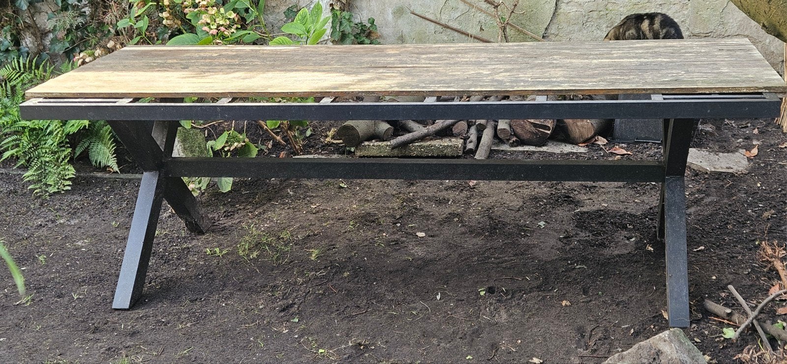 GRATIS - MOET VOOR 12 OKT WEG!! Grote tuintafel, Ophalen, Gebruikt, Rechthoekig, Rvs