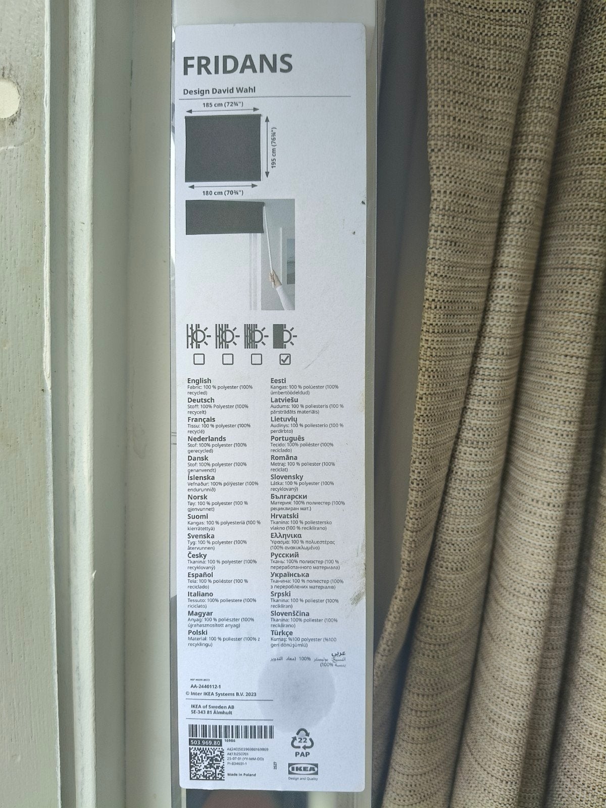 Nieuw IKEA FRIDANS rolgordijn 180x195 cm, Ophalen, Zwart, 180 cm, Nieuw