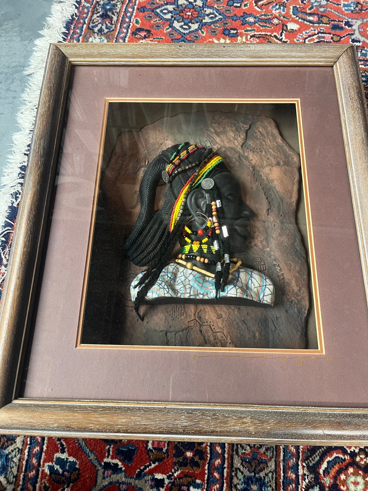 Ingelijst Afrikaans reliëfkunstwerk - Porcupine Art, Antiek en Kunst, Wanddecoratie, Afrika, Handgemaakt, Meerkleurig