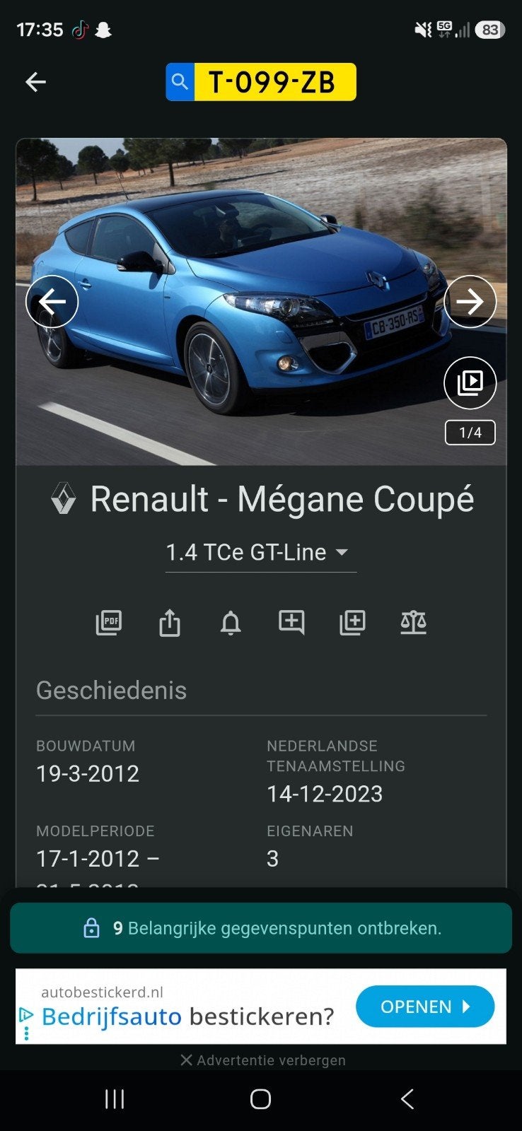 Aantal renault megane gt bose editie onderdelen, Auto-onderdelen, Ophalen, Gebruikt, Renault