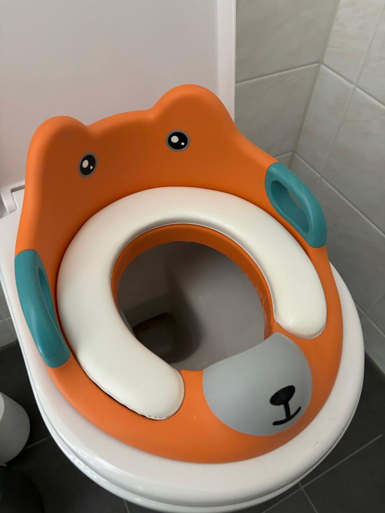Kinder wc-bril verkleiner - Oranje beer design, Ophalen, Gebruikt