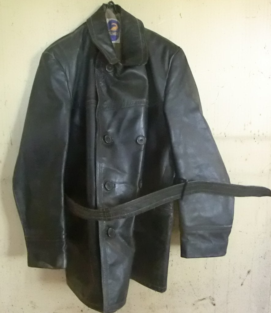 Vintage Gelmok double-breasted lederen trenchcoat/motorjas, Ophalen of Verzenden, Gedragen, Gelmok