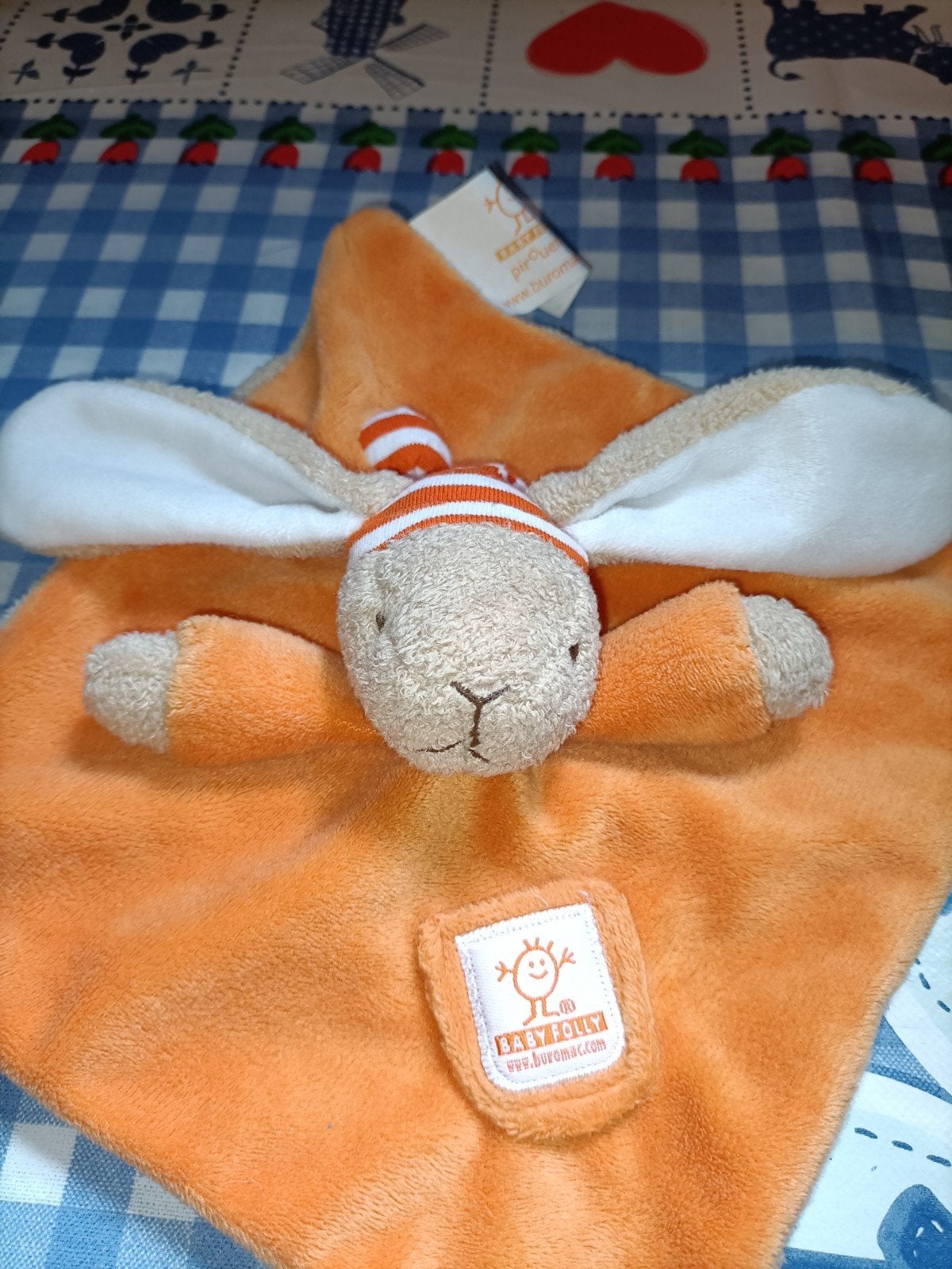 Baby Folly Pirouette konijn Knuffeldoekje oranje, Ophalen of Verzenden, Zo goed als nieuw, Konijn