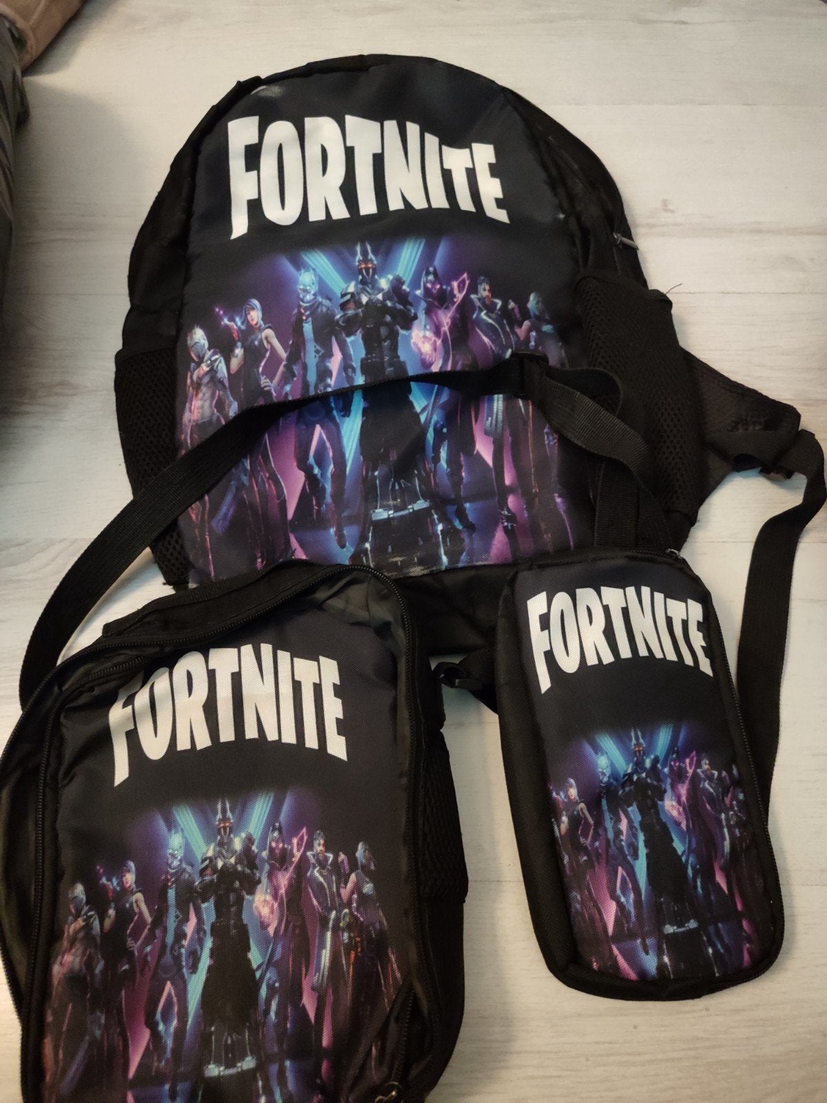 Fortnite rugzak, schoudertas en etui set, Ophalen of Verzenden, Gebruikt, Zwart, Overige merken