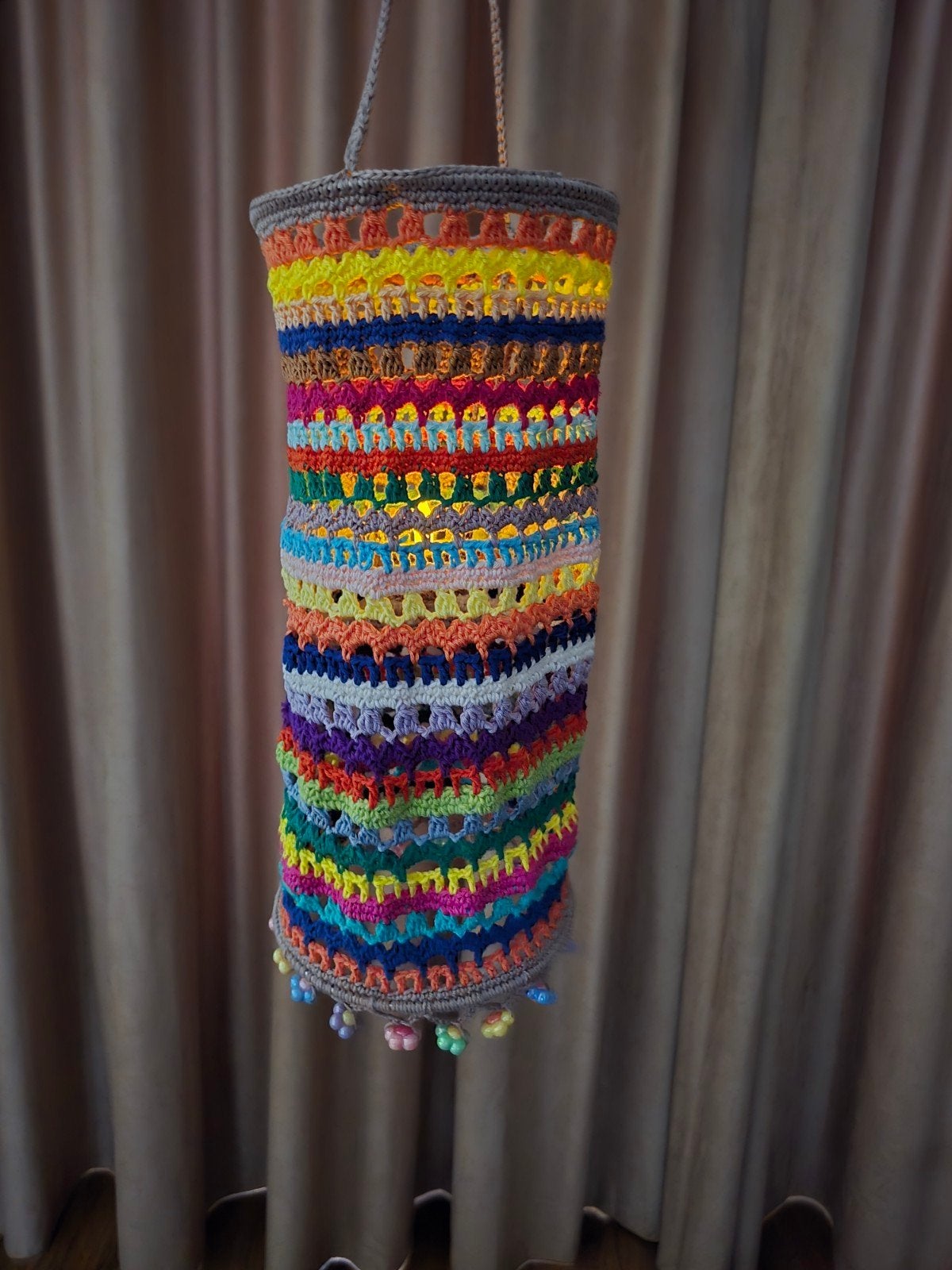 Handgemaakt gehaakt lampion - Kleurrijk en sfeervol, Bohemian, Meerkleurig, Ophalen of Verzenden, Textiel